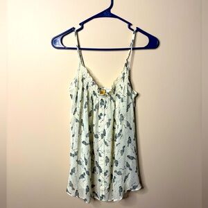 Mimi‎ Chica Sheer Light Cream Top With Grey Birds Medium.